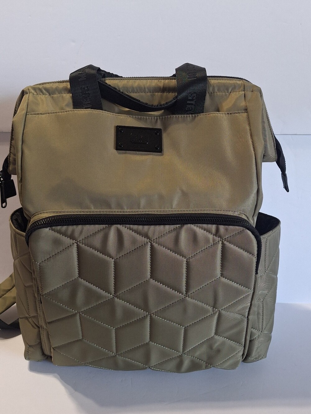 Steve Madden Quilted Olive Green Backpack with Top Handles